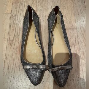Kate Spade Silver Flats with Bow